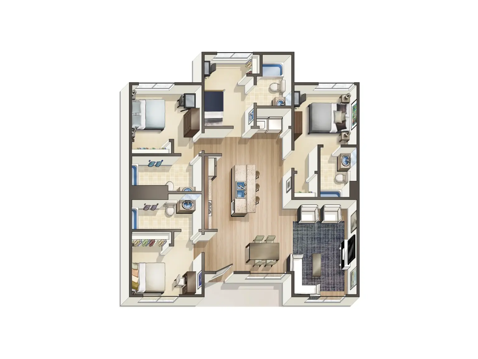 A - 4 Bed / 4 Bath - 1,372 sq. ft - Starting at $605