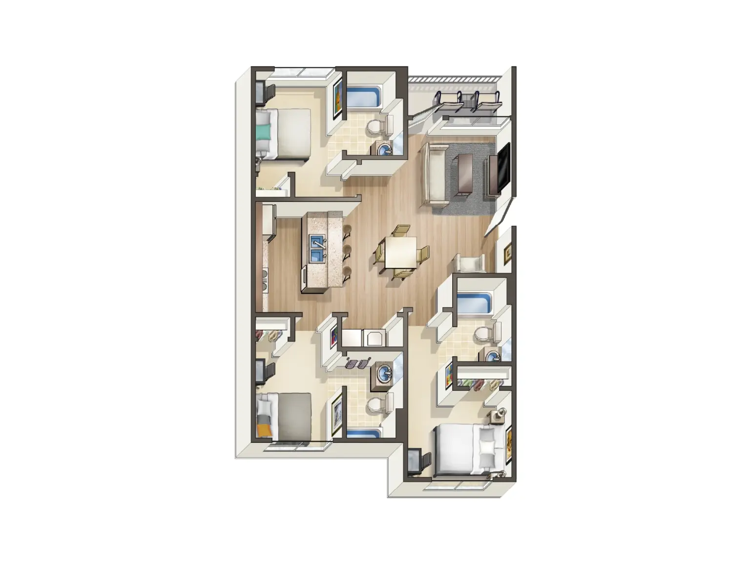 B - 3 Bed / 3 Bath - 939 sq. ft - Starting at $615