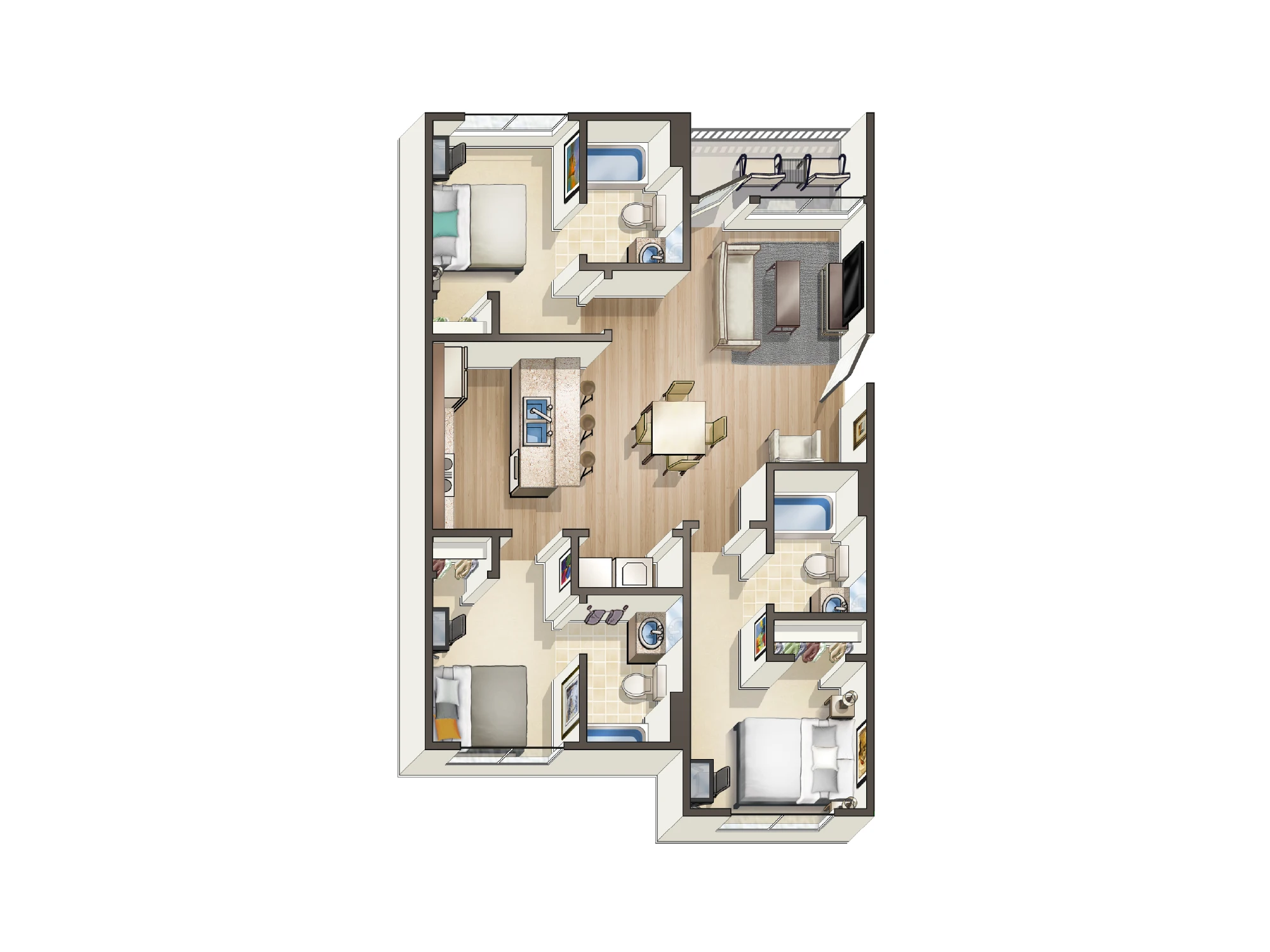B - 3 Bed / 3 Bath - 939 sq. ft - Starting at $615
