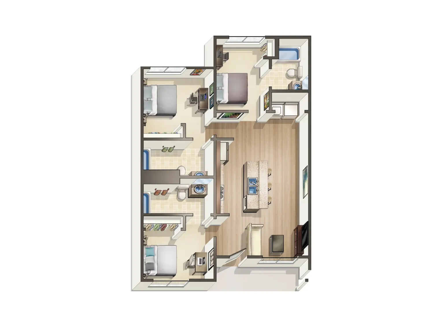 C - 3 Bed / 3 Bath - 1,014 sq. ft - Starting at $620