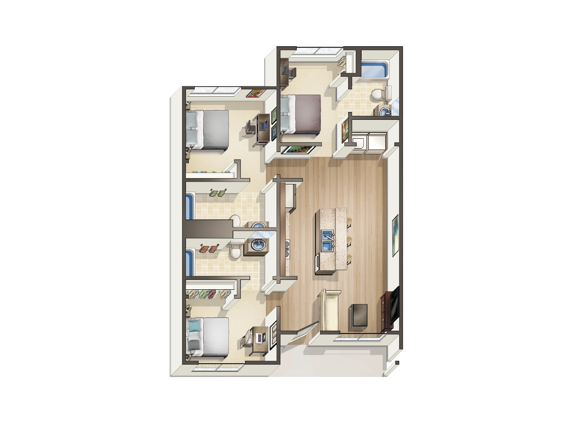 C - 3 Bed / 3 Bath - 1,014 sq. ft - Starting at $620