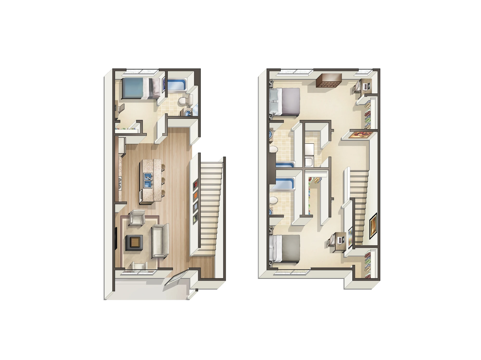 D - 3 Bed / 3 Bath - 1,365 sq. ft - Starting at $730