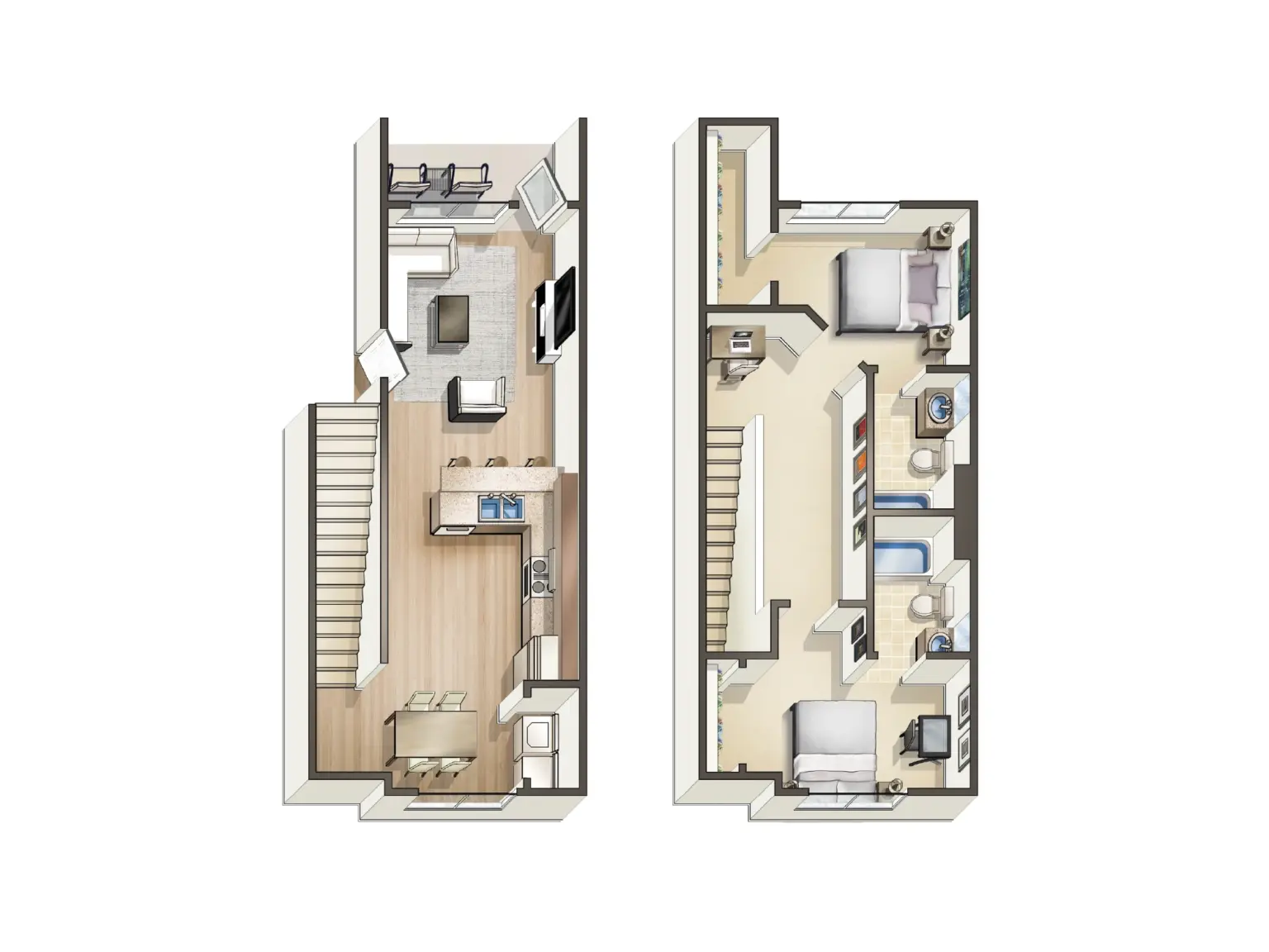 E - 2 Bed / 2 Bath - 1,086 sq. ft -  Starting at $785